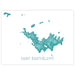 Map of Saint Barthélemy in teal on a white background