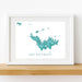 Framed map of Saint Barthélemy on a white wall