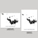 Two black and white maps of Saint Barthélemy, one landscape and one portrait, on a gray background.