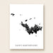 Map of Saint Barthélemy with black ink splashes on a white background