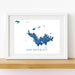 Framed map of Saint Barthélemy on a white wall
