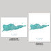 Two maps of St. Croix, US Virgin Islands, one in landscape and one in portrait orientation on a gray background.