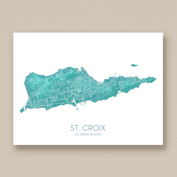 Map of St. Croix, US Virgin Islands on a white background