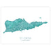 Map of St. Croix, US Virgin Islands in teal on a white background