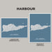 Two map prints of St. Croix, US Virgin Islands, one landscape and one portrait, on a gray background.