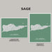 Two map prints of St. Croix, US Virgin Islands, on a gray background with 'SAGE' branding.