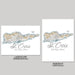 Two maps of St. Croix, U.S. Virgin Islands, one in landscape and one in portrait orientation on a gray background.