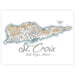 Map of St. Croix, U.S. Virgin Islands with watercolor texture