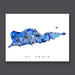 Map of St. Croix with a blue color scheme on a white background