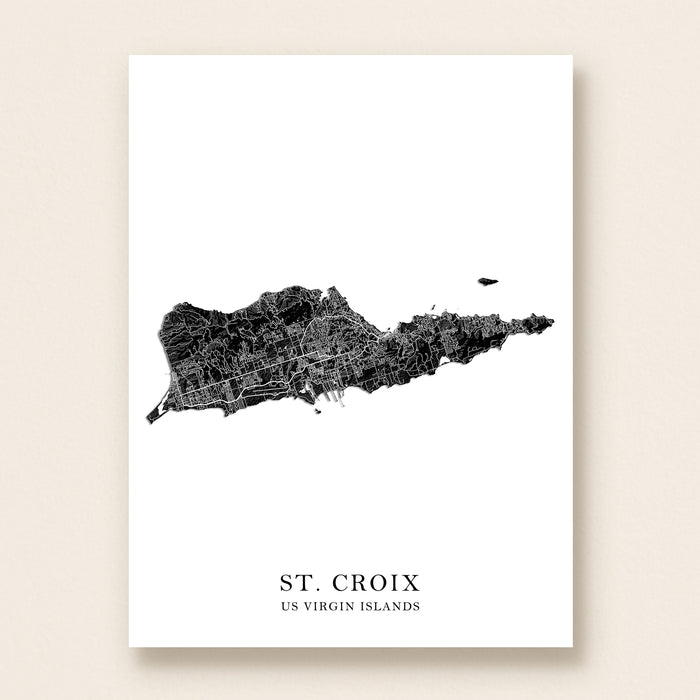 Map of St. Croix, US Virgin Islands on a white background
