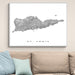 Framed map of St. Croix on a wall above a couch