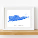 Framed map of St. Croix on a white wall
