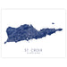 Map of St. Croix, US Virgin Islands in blue on a white background