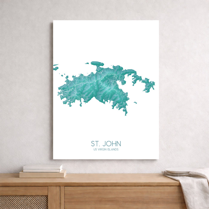 Map of St. John, US Virgin Islands on a white background