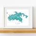 Framed map of St. John, U.S. Virgin Islands on a white wall.