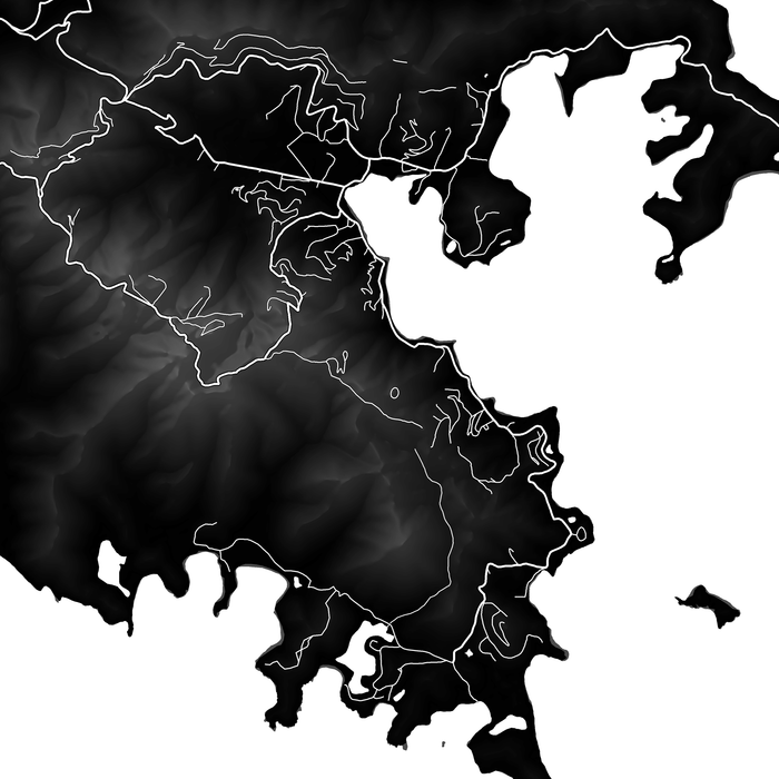 Map of St John USVI with a black and white color scheme