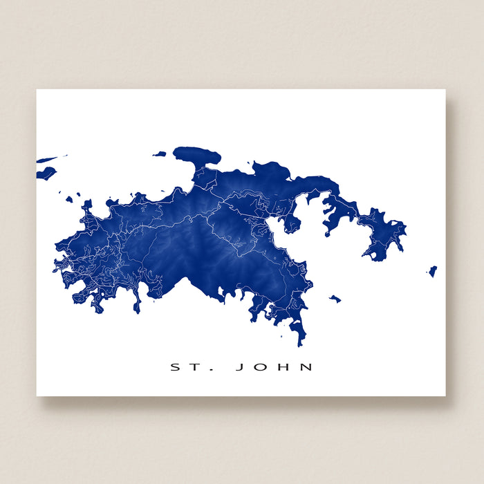 Map of St. John in blue on a white background