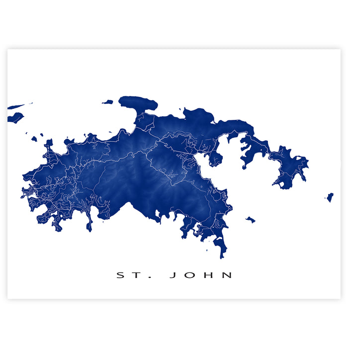 Map of St. John in blue on a white background