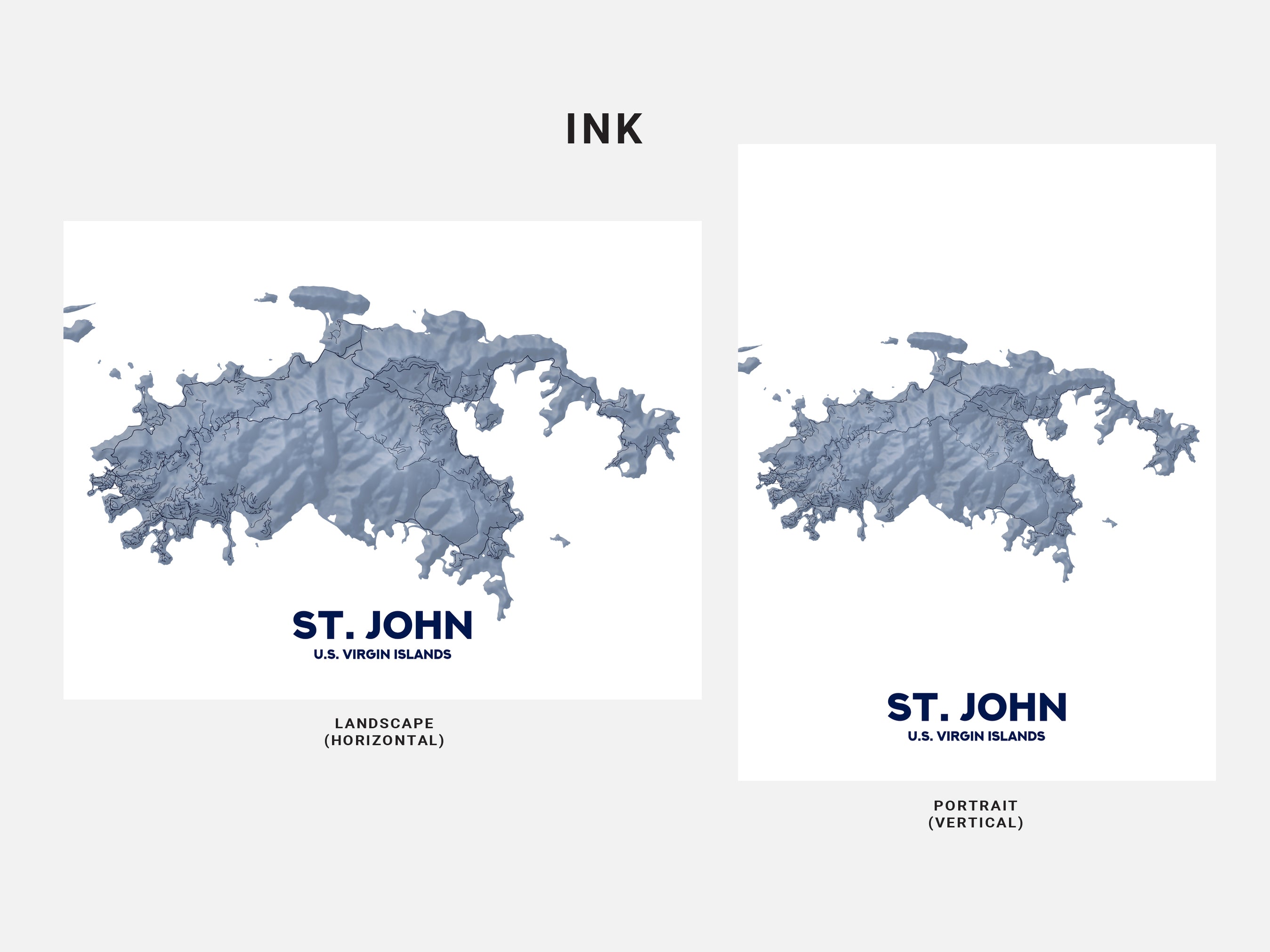 St John USVI Map Wall Art Print Poster, Topographic Saint John US Virg ...