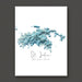Map of St. John, U.S. Virgin Islands with blue watercolor design on a white background
