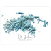 Map of St. John, U.S. Virgin Islands with a blue watercolor design on a white background.