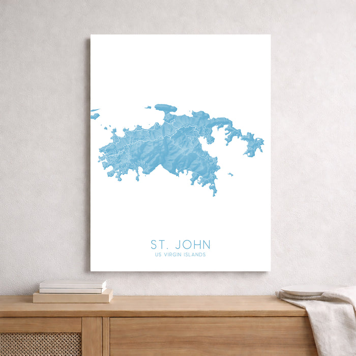 Map of St. John, U.S. Virgin Islands on a white background