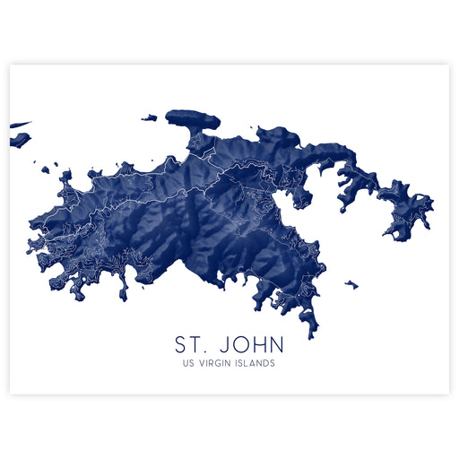 Map of St. John, US Virgin Islands in blue on a white background