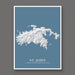 Map of St. John, United States Virgin Islands on a blue background