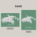 Two green maps of St. John, USVI, one landscape and one portrait, on a gray background with 'SAGE' branding.