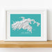Framed topographic map of St. John, United States Virgin Islands on a teal background.