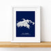 Framed map of St. John, United States Virgin Islands on a white background