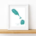 Framed map of St. Kitts and Nevis on a white background