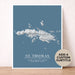 Map of St. Thomas, US Virgin Islands on a blue background with a customizable subtitle.