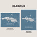 Two map prints of St. Thomas, US Virgin Islands, one landscape and one portrait, on a light gray background.