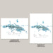 Two maps of St. Thomas, US Virgin Islands, one in landscape and one in portrait orientation on a gray background.