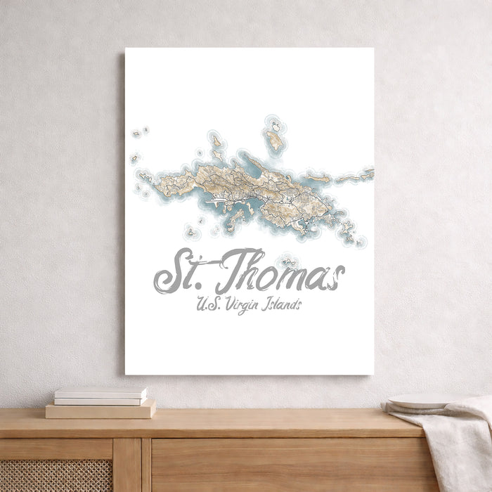 Map of St. Thomas, U.S. Virgin Islands on a white background