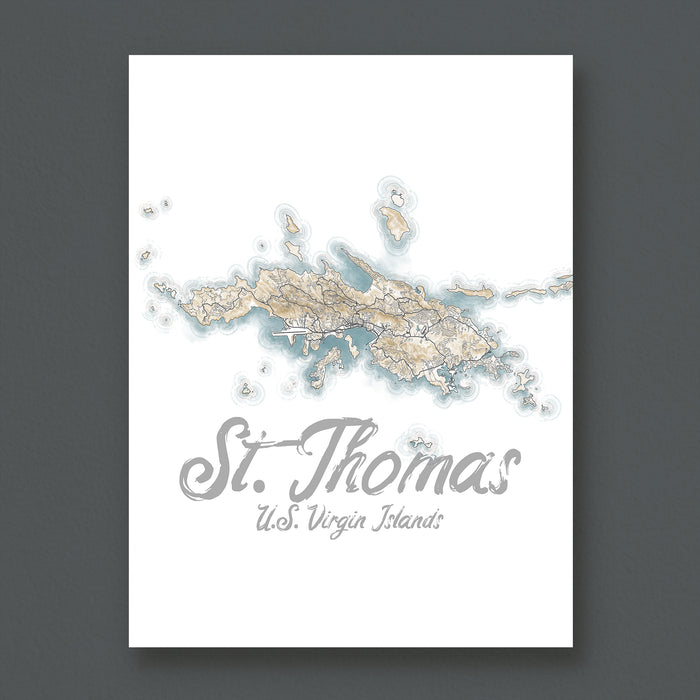 Map of St. Thomas, U.S. Virgin Islands on a white background