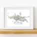 Framed map of St. Thomas, U.S. Virgin Islands on a white background