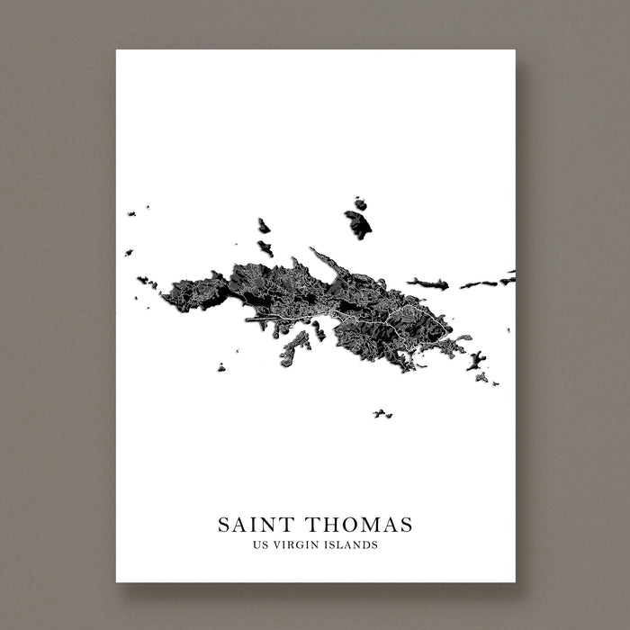 Map poster of Saint Thomas, US Virgin Islands on a white background