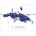 Map of St. Thomas, US Virgin Islands in blue on a white background
