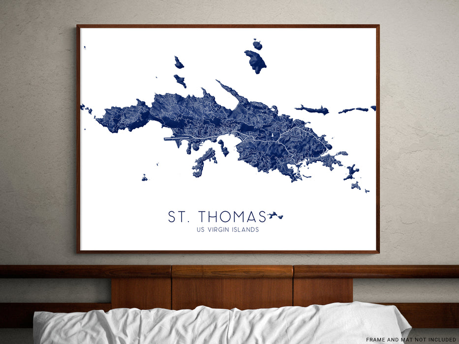 St. Thomas USVI map print in Turquoise by Maps As Art.