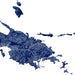 Topographic map of an island with blue color on a white background