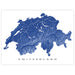 Map of Switzerland in blue on a white background