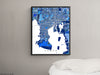 Tampa, Florida map art print in blue shapes designed by Maps As Art.