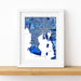 Framed map of Tampa on a white wall