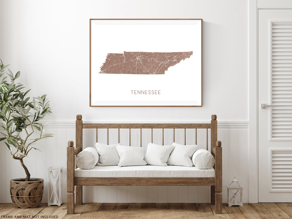 Tennessee state map print in Vintage by Maps As Art.