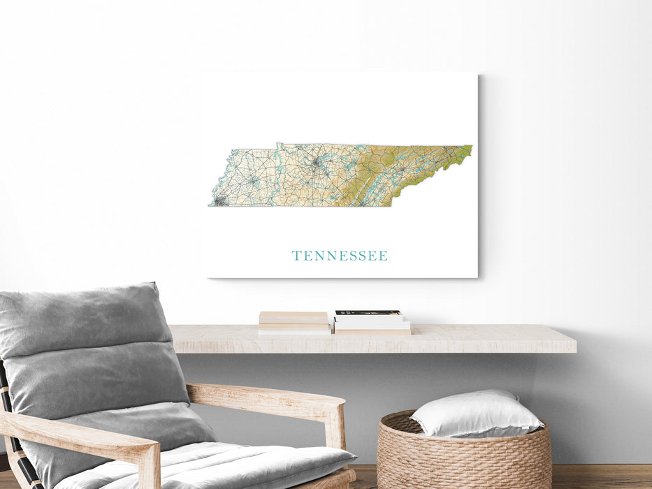 Tennessee State Map Tapestry Wall Hanging - Educational Fabric Poster With Facts, Capitals & Animals For Kids Learning