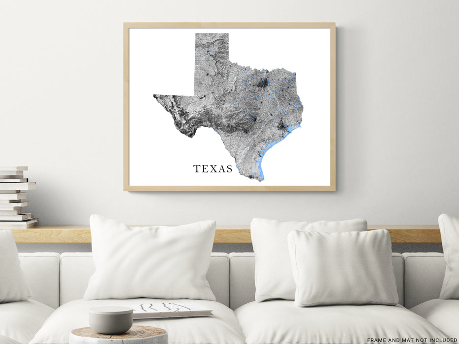Texas state map print by Maps As Art.