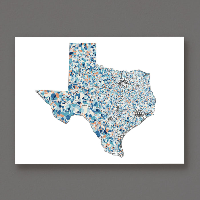Texas State Map Print: Colorful Geometric Line Art  (Personalized Subtitle)