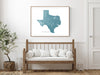 Texas state map print with natural landscape and main roads designed by Maps As Art.